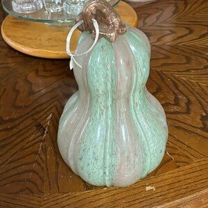 Decorative Mint Green Gourd Accent with Gold Stem